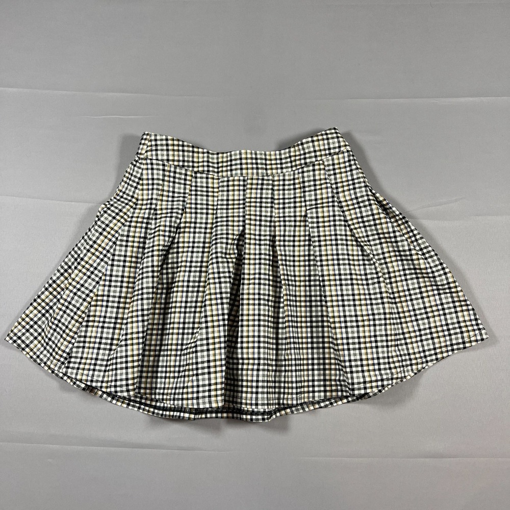 Love Tree Mini Skirt Womens Medium Multicolor Checkered Rayon Stretch Side Zip